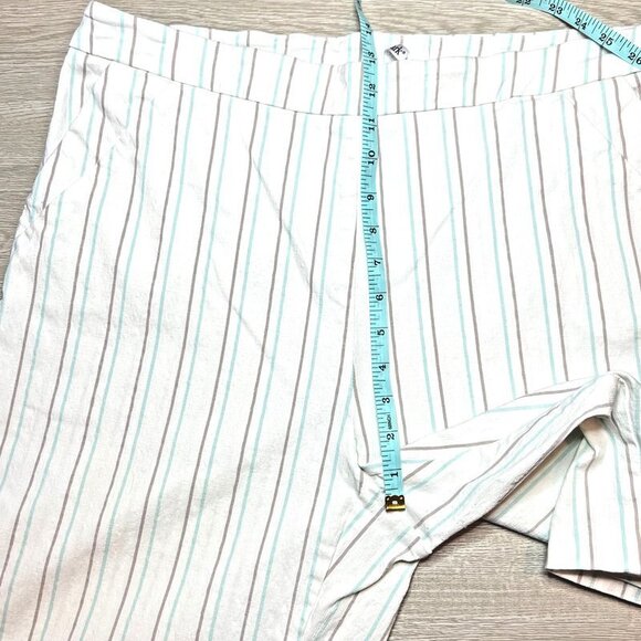 Kate Park Bermuda Shorts Women's 18W White with Baby Blue and Beige Stripes - Picture 7 of 9